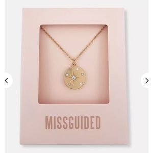 Missguided Gold Diamante Disc Pendant Necklace